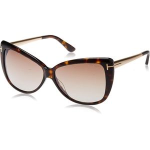 Tom Ford Butterfly Sunglasses TF512 Reveka 52G Dark Havana/Gold 59mm FT0512